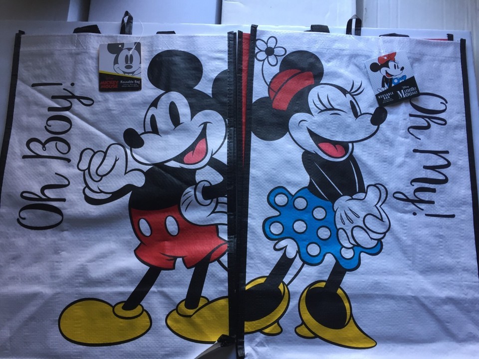 NEW Disney Mickey Mouse &amp; Minnie Mouse Large Reusable 18x13 Tote Bags - $14.36