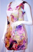 H&amp;M Gathered BOW Shoulder Bubble DRESS Sleeveless PURLE Yellow FLORALS 2... - $57.89