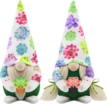 Set of 2 Spring Gnomes Decoration Gifts Easter Succulent Gnome Plush Stu... - $25.82