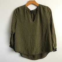 J Crew Silk Shirt Womens 8 Green Silk Nubbed Boucle Long Sleeve Pullover... - $25.79