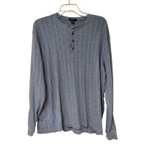 Alfani Shirt Mens Large Gray Long Sleeve 1/4 Button Henley 100% Cotton - £9.27 GBP