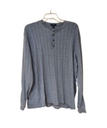Alfani Shirt Mens Large Gray Long Sleeve 1/4 Button Henley 100% Cotton - £9.30 GBP