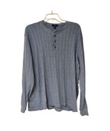 Alfani Shirt Mens Large Gray Long Sleeve 1/4 Button Henley 100% Cotton - $11.83