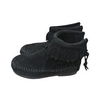 Toddler Girls Minnetonka Black Leather Ankle High Moccasin Booties New... - $27.56 CAD