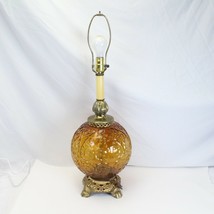  Amber Globe Table Lamp Light Round Globe 30&#39;&#39; tall 10&quot; Diameter Mid Century - £111.39 GBP