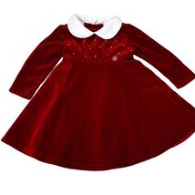 Goodlad Red Velvet Baby Dress With White Collar &amp; Button Details 12M - €16,48 EUR