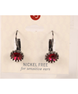 Halloween Deep Blood Red Rhinestone Earrings Black Lever Back Close New ... - $7.59