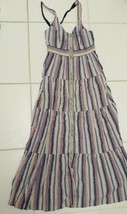 Anthroplologie Maeve Dress Prairie Long Sun Halter Cotton Multi Stripe Womens 2 - £32.00 GBP