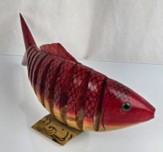 Carved Wood Reticulated Fish Sculpture - $18.80