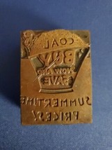 Antique Wood Metal Printers Block Coal Buy Now And Save Summertime Adver... - $20.00