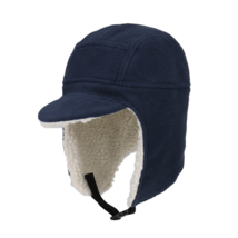 Dark Blue - Mens Fleece Lined Thermal Skull Cap Beanie Ear Covers Winter Hat - £21.86 GBP
