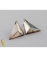 .925 Sterling Silver 3D Geometric Triangle Earrings - $64.44