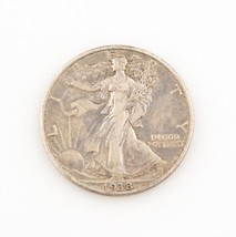 1938-D 50¢ Walking Liberty Half Dollar, XF Condition, Medium Gray Color, Detail - $171.51