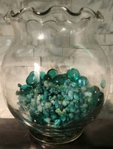 Decorative Glass Globe Jar w/Marbles &amp; Gravel Beta Bowl, Ivy Vase, Candle Holder - £7.07 GBP
