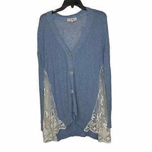 Altar&#39;d State Cardigan Sweater Size Small Blue With White Floral Lace Sides - $13.82