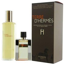 Hermes Terre D&#39;Hermes 4.2 Oz Eau De Toilette Refillable Spray 2 Pcs Gift... - $299.95