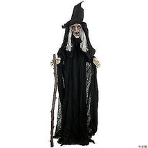 Witch Animated Prop Cane Halloween Scary Creepy Sounds Haunted House SS62772 - £89.30 GBP