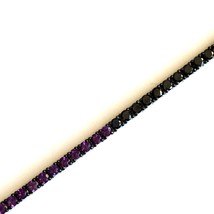 Regal Radiance 18k White Gold Tennis Bracelet with Black Diamonds &amp; Amethyst - £2,981.33 GBP