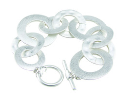 Silver Linked Circles Washers Loops Bracelet Free Ship Fashion Jewelery - £7.93 GBP