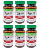 6 Bottles/18-ct People&#39;s Choice Fish Oil Omega 3 Softgels 1000 MG=108 SO... - $416.17 MXN