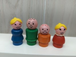 Fisher-Price Little People vintage family wood body red girl orange boy mom dad - £15.56 GBP