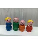 Fisher-Price Little People vintage family wood body red girl orange boy ... - £15.56 GBP