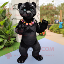 Black Panther mascot costume character dressed with a Wrap Dress and Hair clips - £910.27 GBP