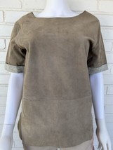 Vince Top 100% Leather Lined Short Sleeve T-Shirt Size Medium - $178.94