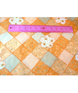 Vtg Cotton Bend Fabric Faux patchwork Orange Calico 45&quot; x  4.5 Yds - $56.97 CAD