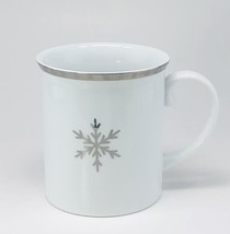 Threshold Holiday 2-Mugs White Porcelain Silver Snowflake Winter Tea Coffee Cup - $34.65