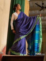 Handwoven Elegance. Bengal Khadi Cotton Saree with Free Shipping - £157.34 GBP