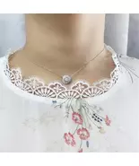Elegant diamond pendant necklace real 925 sterling silver chain  - $18.00