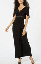 Adrianna Papell Women&#39;s Black Embellished Capelet Gown Sz 8 NWT - £63.31 GBP