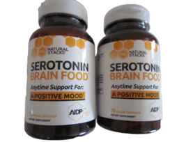 2-Pk Natural Stacks Serotonin Brain Food Positive Mood 75 Vegan Caps - Exp 8/26 - £22.48 GBP