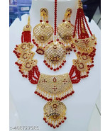 Gold Plated Jewellery Set Crystal Traditional Jewellery Kundan Jewelry Setp - $379.86 MXN