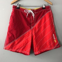 NAUTICA Men&#39;s Red Orange Drawstring Board Shorts Sz L Large Mesh Liner S... - $22.36