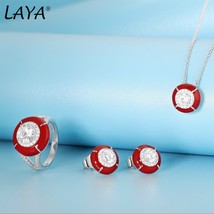 25 sterling silver necklace earrings ring sets for women retro style shining zircon red thumb200