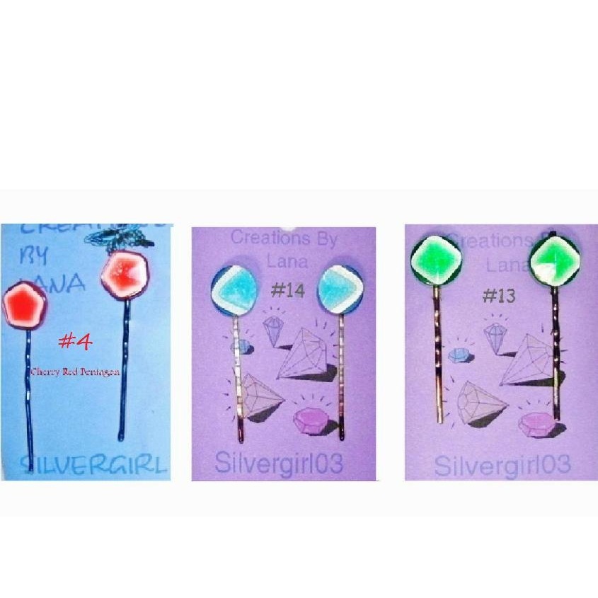 Primary image for FUN Hand Created OOAK Bobby Pins Shimmery in Red Blue and Green