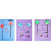FUN Hand Created OOAK Bobby Pins Shimmery in Red Blue and Green - £4.39 GBP
