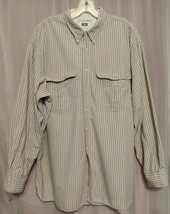 St. Johns Bay Striped Cotton Button-Down Chest Pockets Size XL - £10.80 GBP