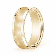 Authenticity Guarantee 
ANGARA Brushed Finish Concave Wedding Band With Bevel... - £677.27 GBP