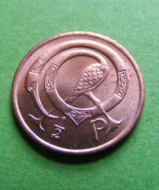 Ireland: Vintage 1971 Irish Half Penny Coin Stylized Bird And Harp First Year  - $4.99