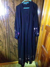 Women Black Size 60 Floral &amp; Embroidery  Abaya Dress kuftan caftan Gown ... - $45.00