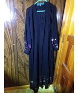 Women Black Size 60 Floral &amp; Embroidery  Abaya Dress kuftan caftan Gown ... - $45.00
