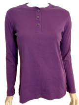 Duluth Trading Co Women&#39;s Knit LS Henley Shirt Purple Gray Size M - £12.69 GBP