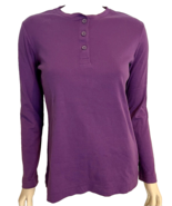 Duluth Trading Co Women&#39;s Knit LS Henley Shirt Purple Gray Size M - £12.93 GBP