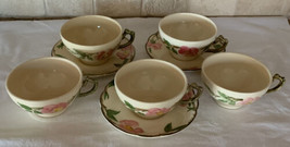 Set of 3 True Vintage FRANCISCAN Desert Rose Pattern Coffee Tea-Cups &amp; Saucers + - £19.93 GBP