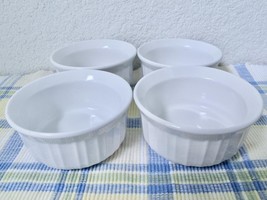 Set /4 Corning Ware French White 7 oz. Ramekins Custard Cups Stoneware O... - $24.99