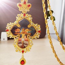 Cruz Pectoral Jesús Ortodoxo De Crucifijo Colgante Cadena Oro Regalo Religioso - £31.45 GBP
