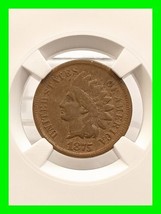 1875 Indian Head Penny 1 Cent - NGC VF Details Environmental Damage - $98.99